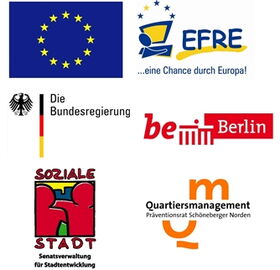 Logos Sponsoren Quartiersmanagement Präventionsrat Schöneberger Norden