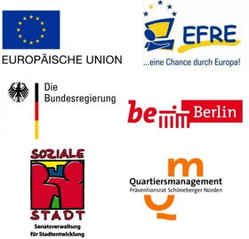 Logos Sponsoren Quartiersmanagement Präventionsrat Schöneberger Norden